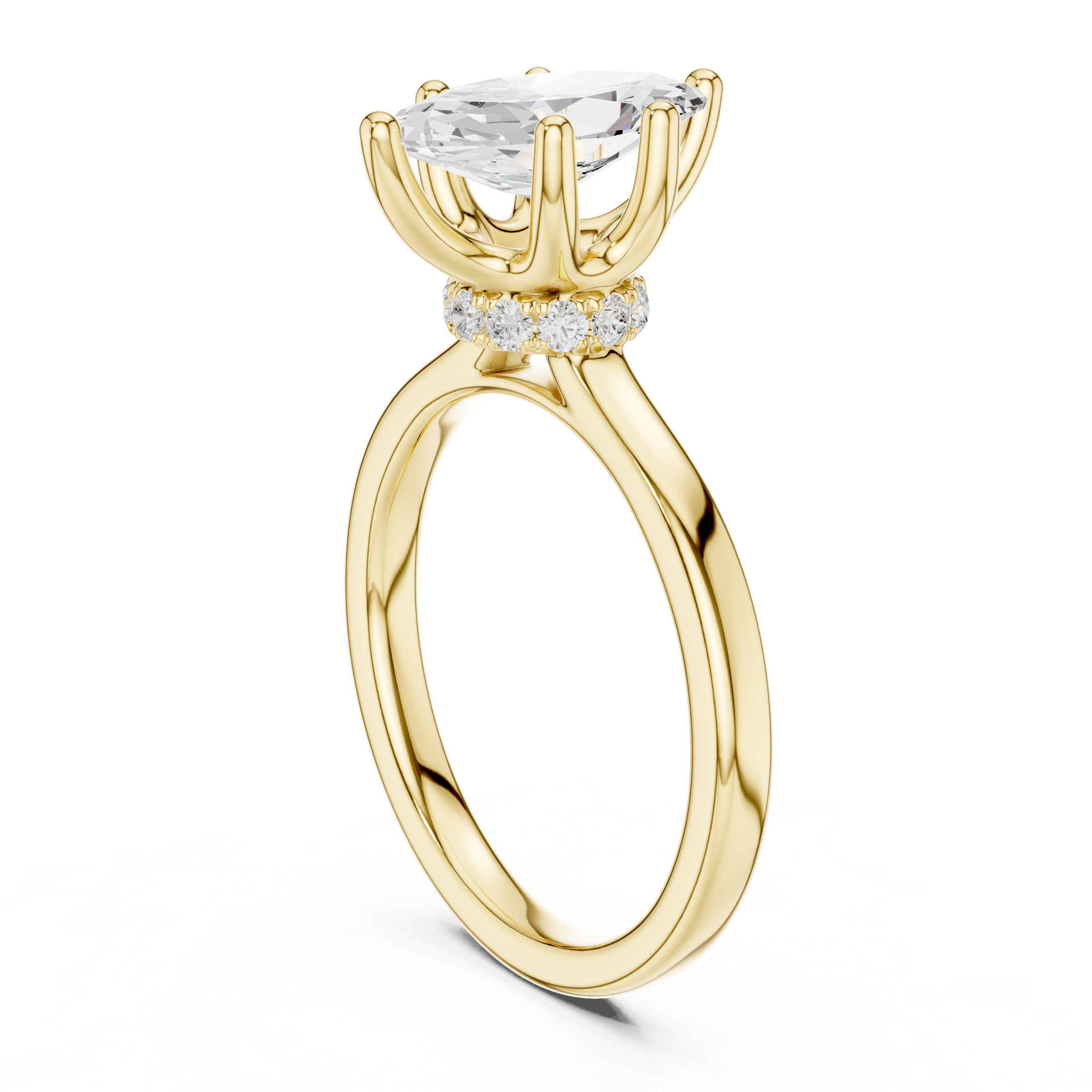 1.50 CT Marquise Cut Solitaire Diamond Engagement Ring with Hidden Halo