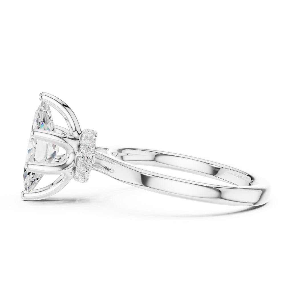 1.50 CT Marquise Cut Solitaire Diamond Engagement Ring with Hidden Halo