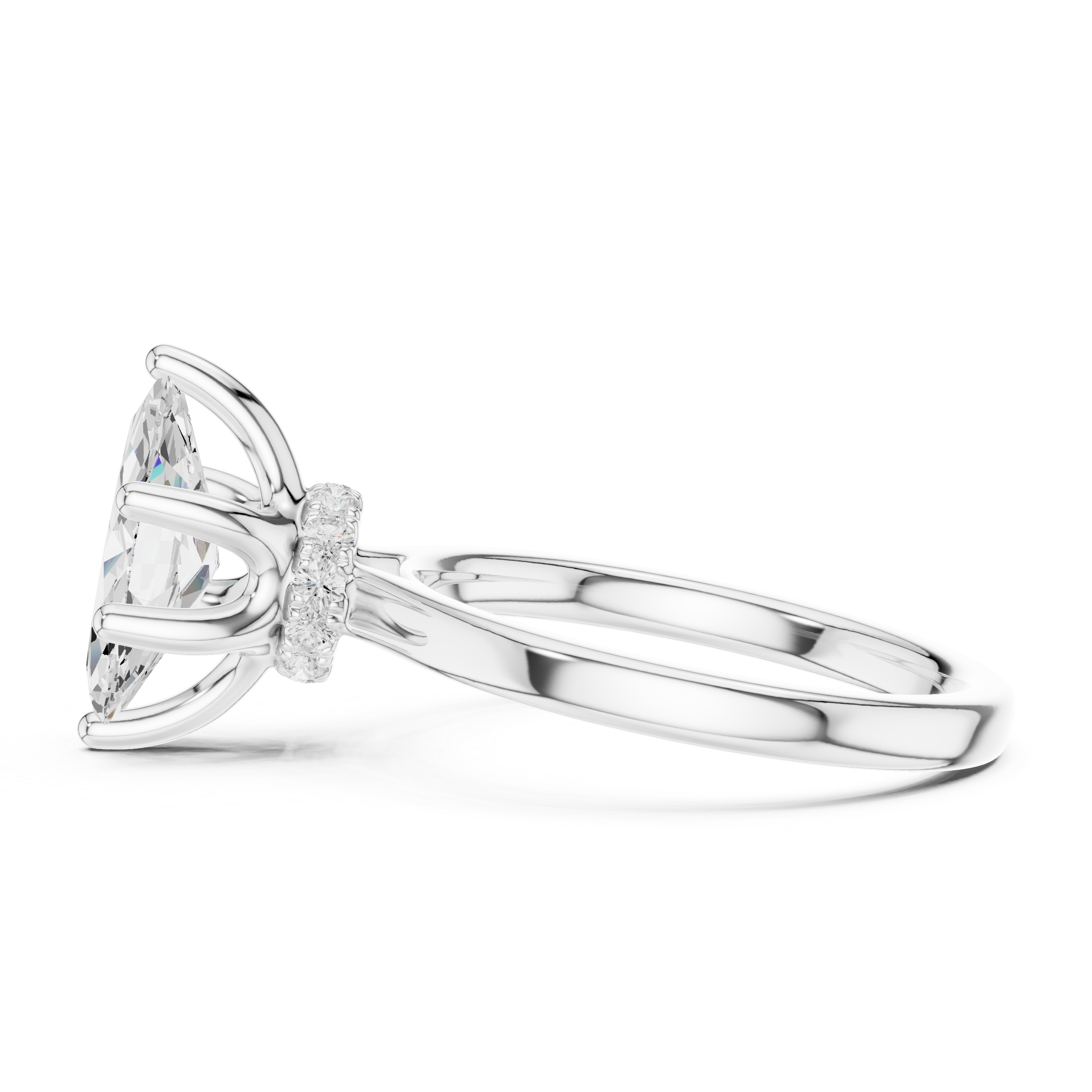 1.50 CT Marquise Cut Solitaire Diamond Engagement Ring with Hidden Halo