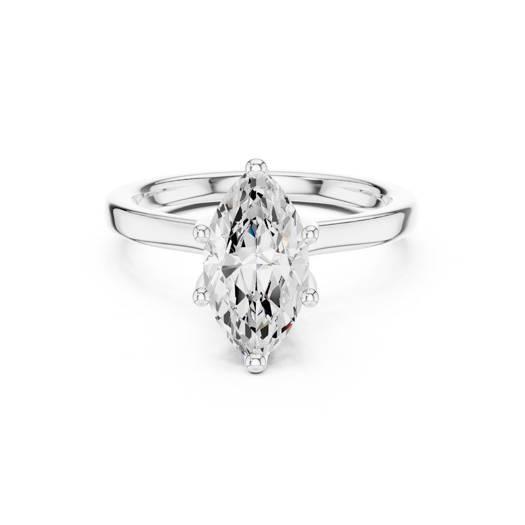 1.50 CT Marquise Cut Solitaire Diamond Engagement Ring with Hidden Halo