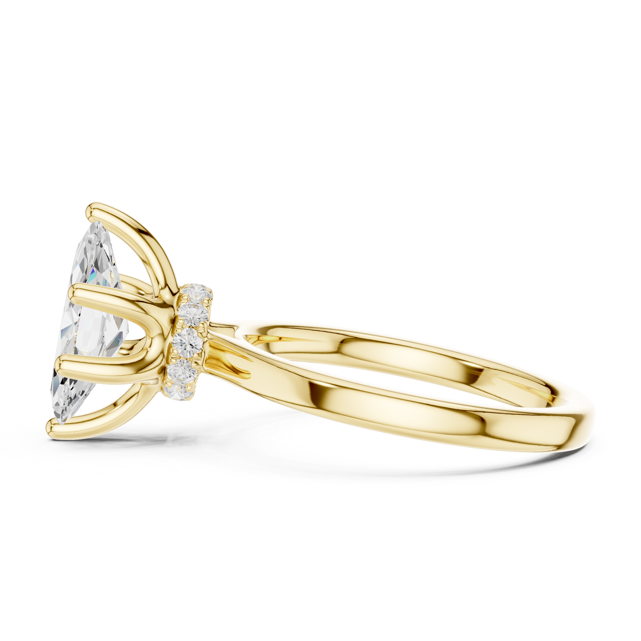 1.50 CT Marquise Cut Solitaire Diamond Engagement Ring with Hidden Halo
