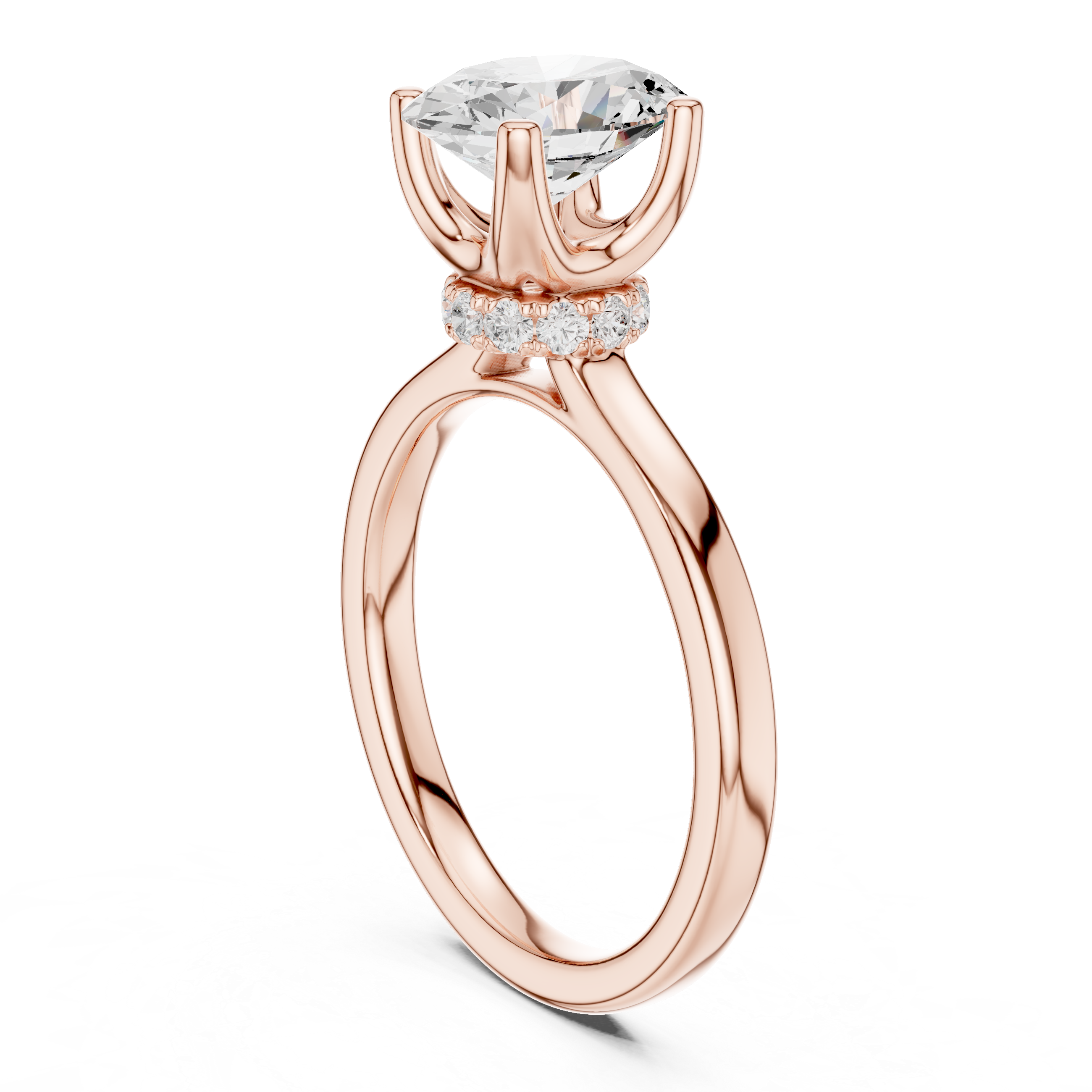 1.50 CT Oval Cut Solitaire Diamond Engagement Ring with Hidden Halo