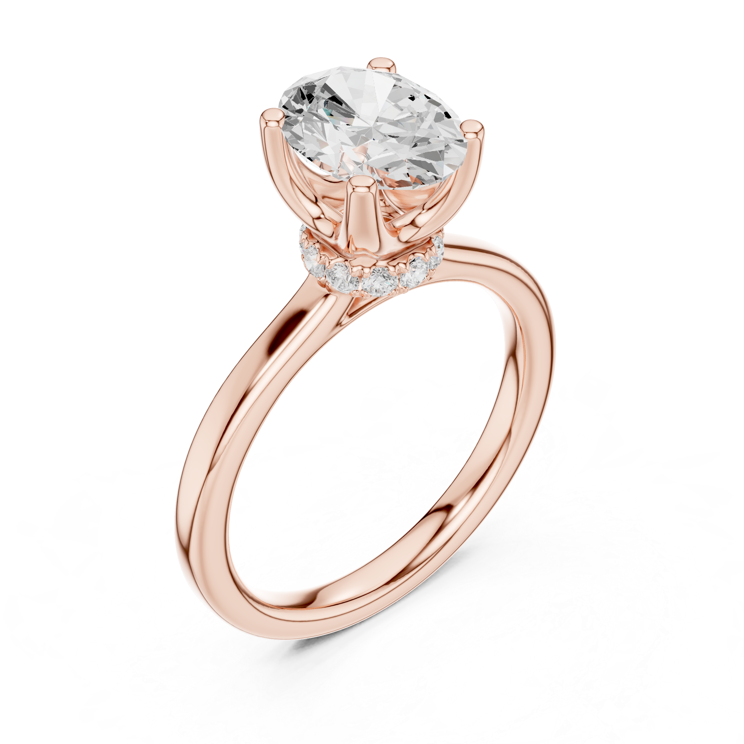 1.50 CT Oval Cut Solitaire Diamond Engagement Ring with Hidden Halo