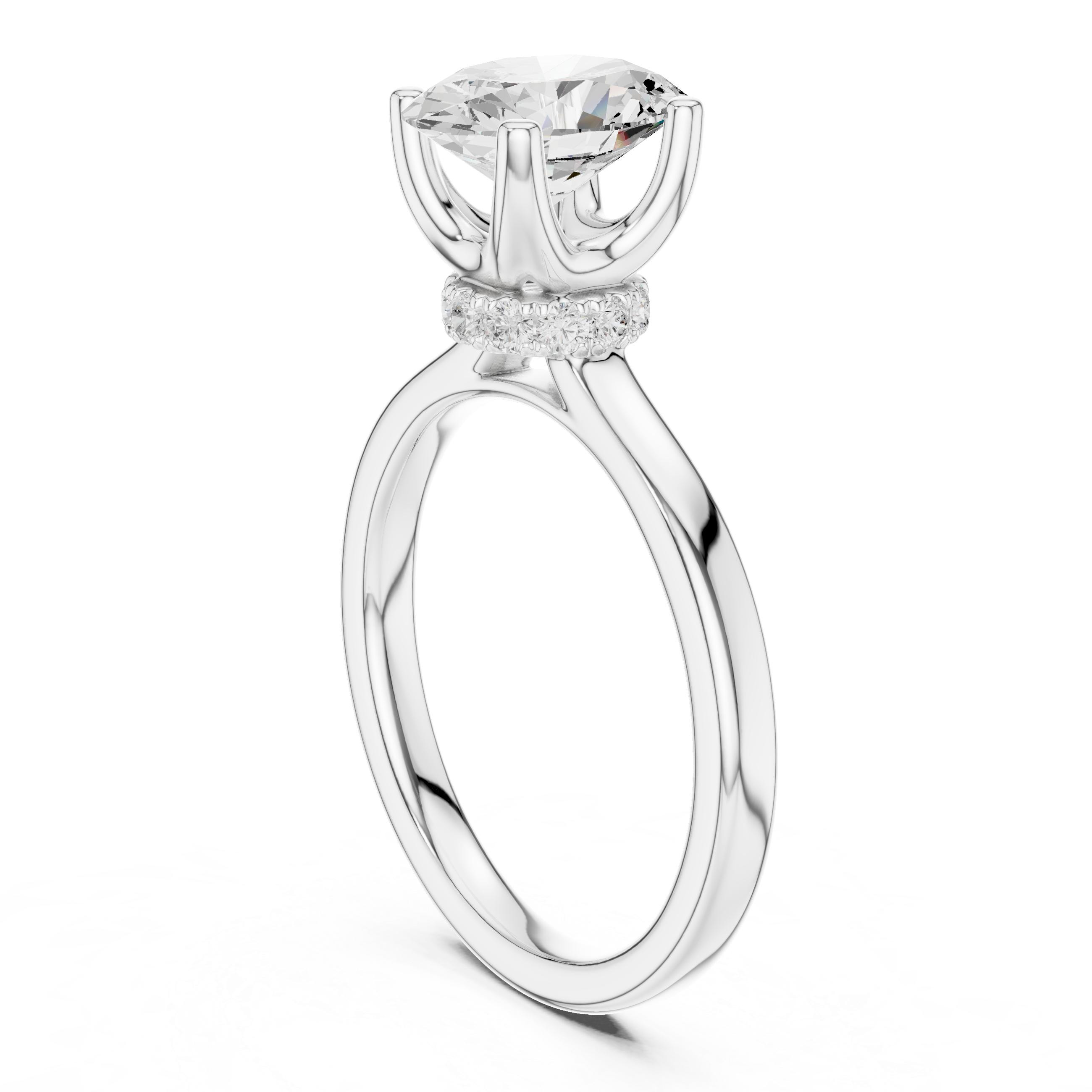 1.50 CT Oval Cut Solitaire Diamond Engagement Ring with Hidden Halo