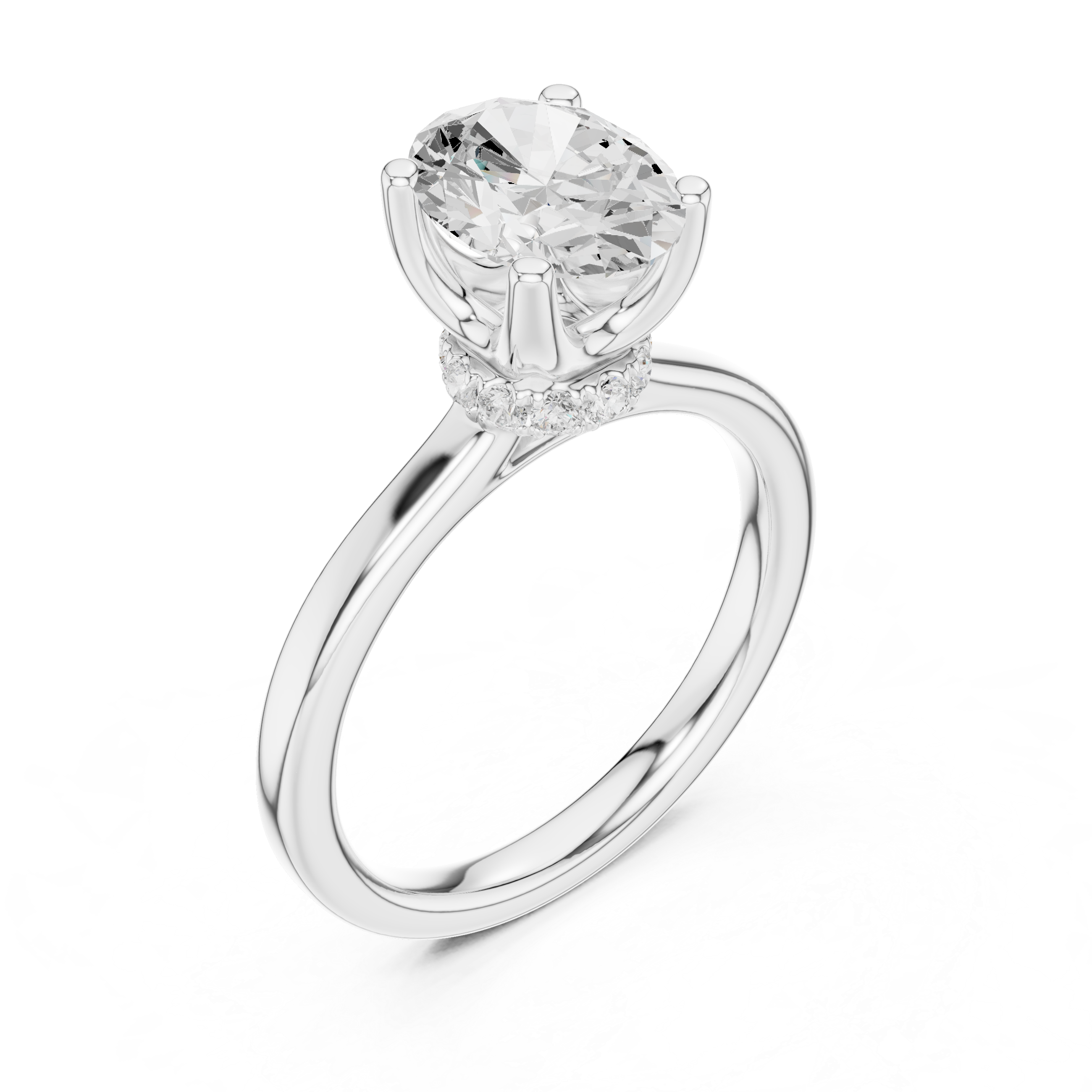 1.50 CT Oval Cut Solitaire Diamond Engagement Ring with Hidden Halo