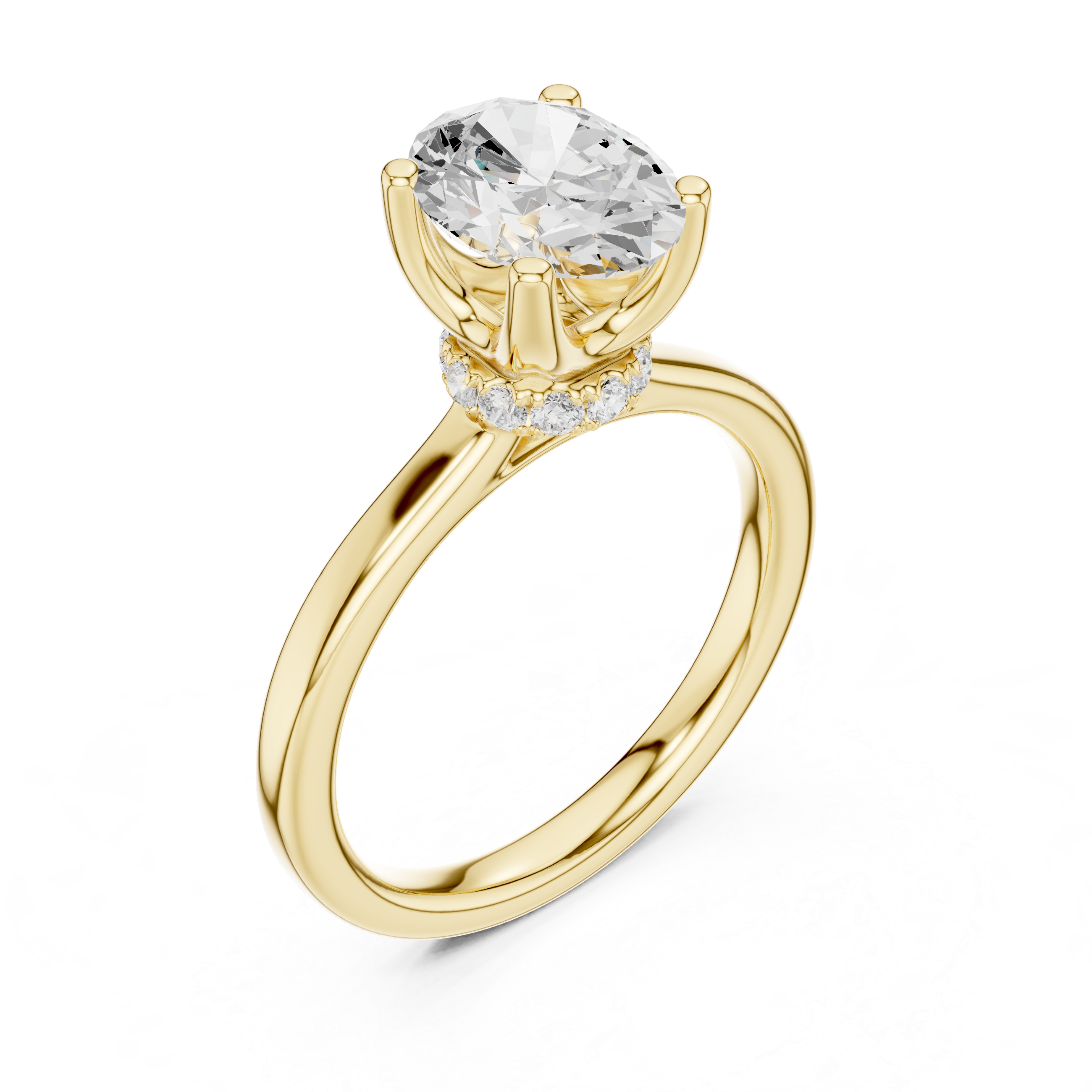 1.50 CT Oval Cut Solitaire Diamond Engagement Ring with Hidden Halo