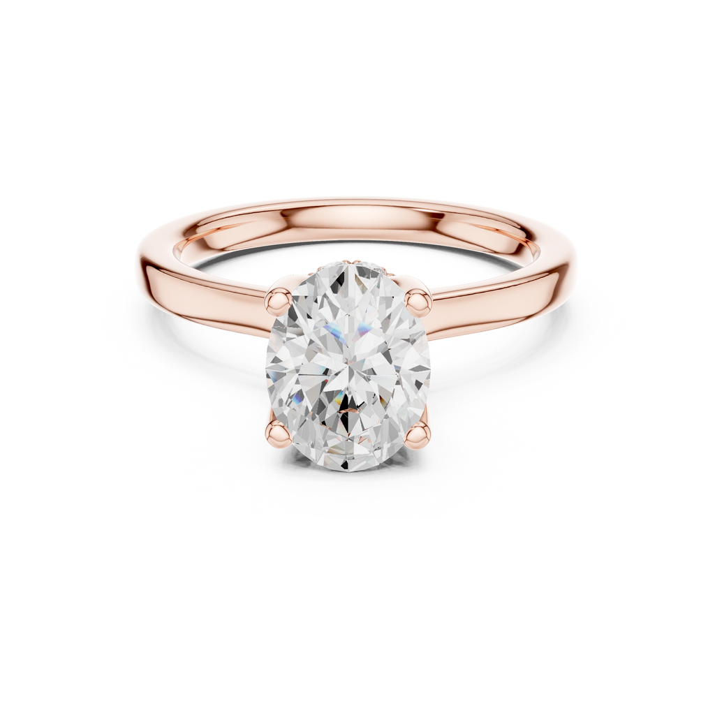 1.50 CT Oval Cut Solitaire Diamond Engagement Ring with Hidden Halo