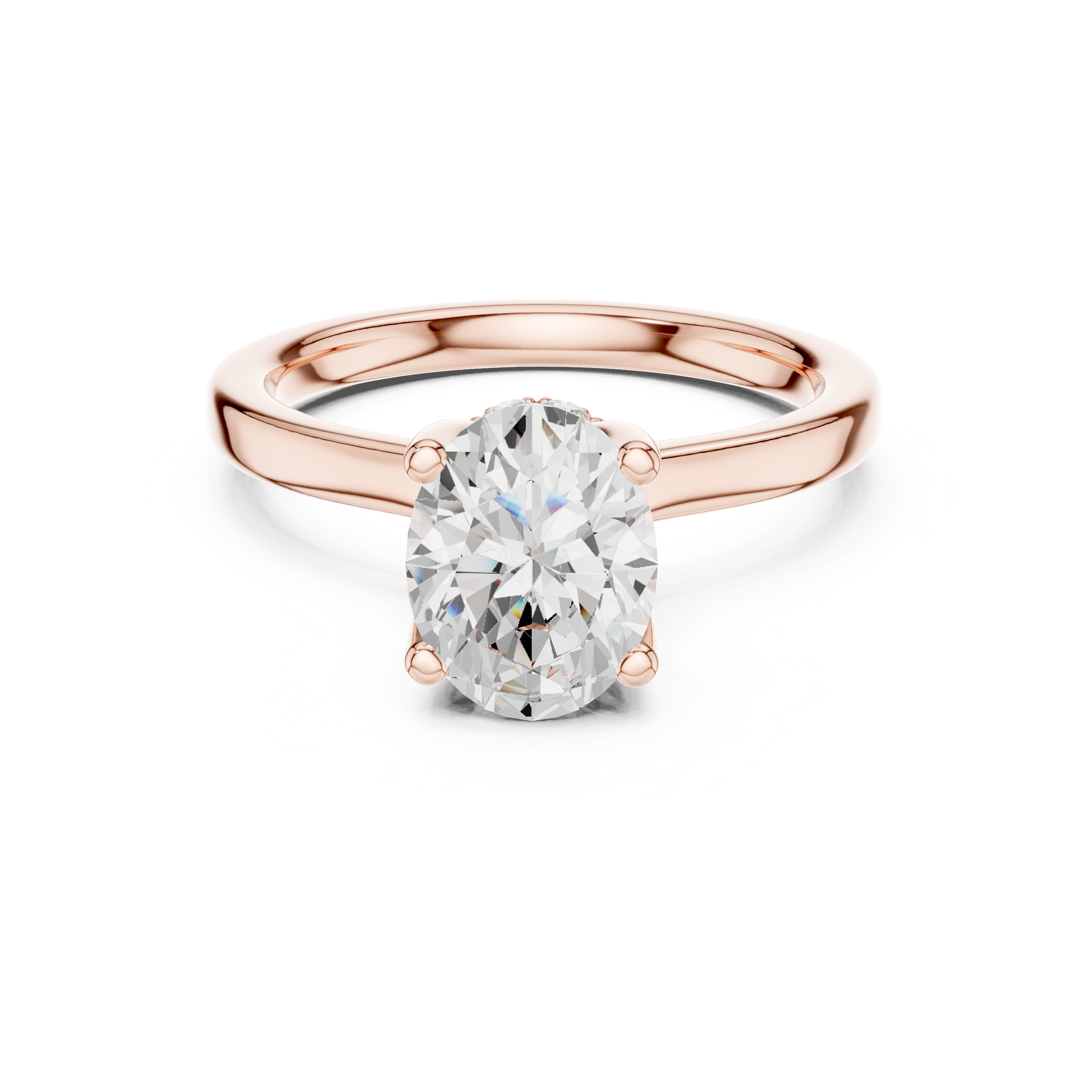 1.50 CT Oval Cut Solitaire Diamond Engagement Ring with Hidden Halo