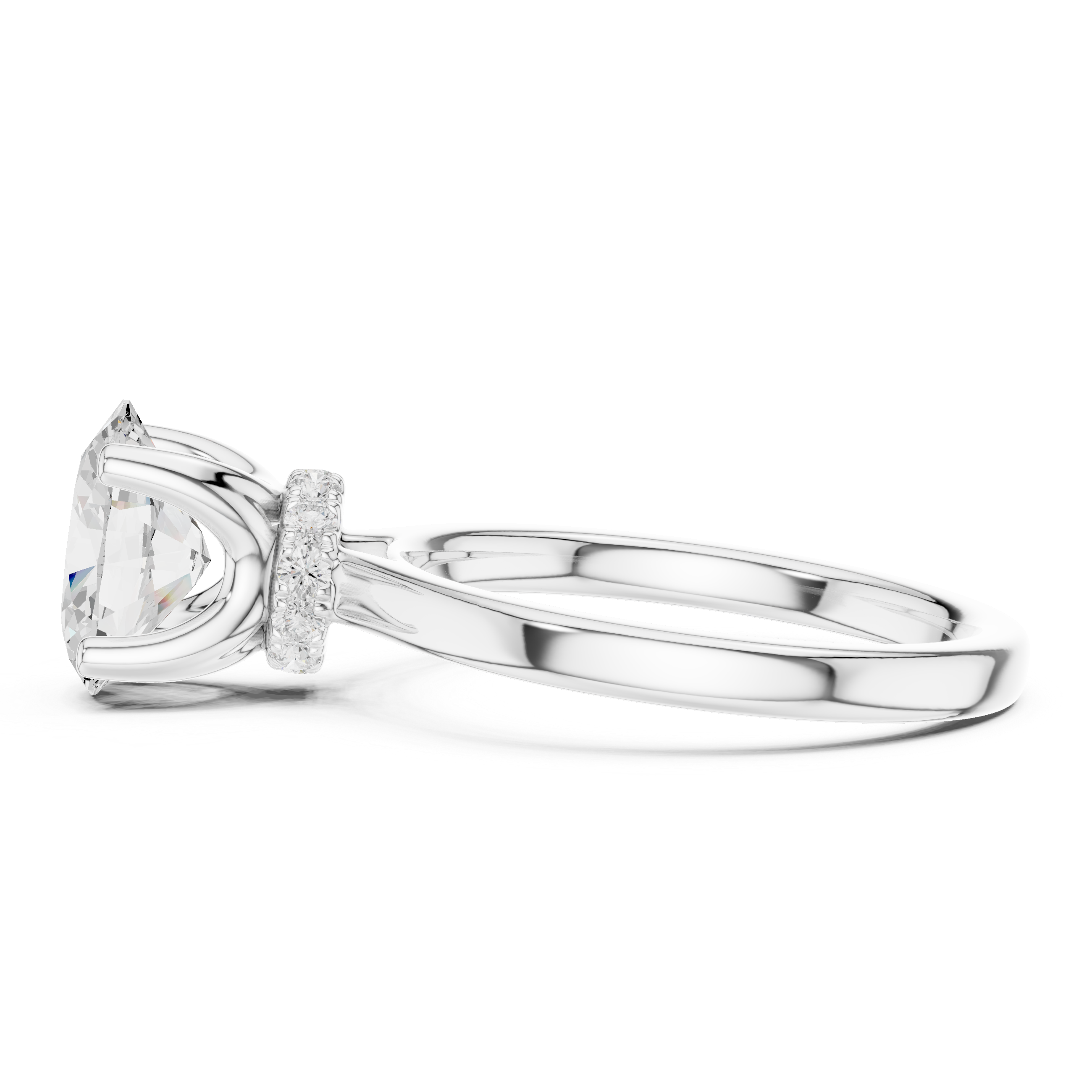 1.50 CT Oval Cut Solitaire Diamond Engagement Ring with Hidden Halo