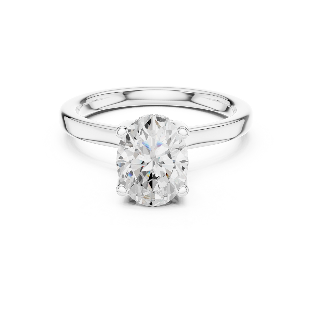 1.50 CT Oval Cut Solitaire Diamond Engagement Ring with Hidden Halo