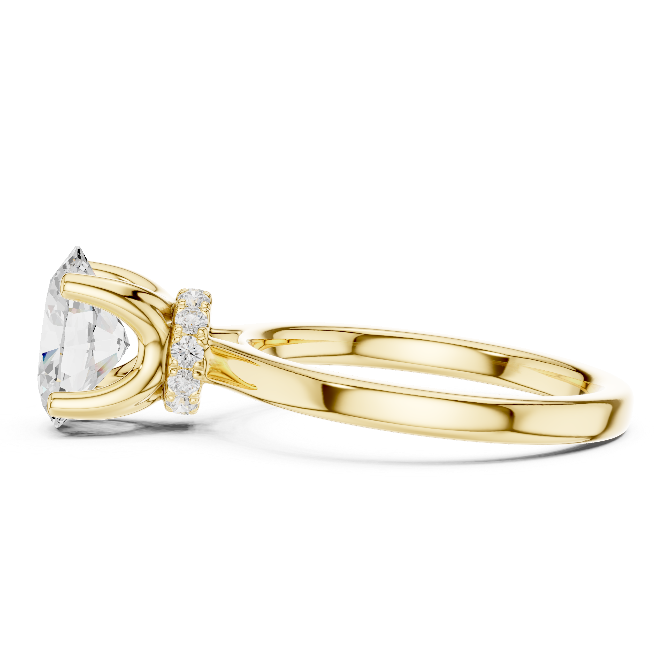 1.50 CT Oval Cut Solitaire Diamond Engagement Ring with Hidden Halo