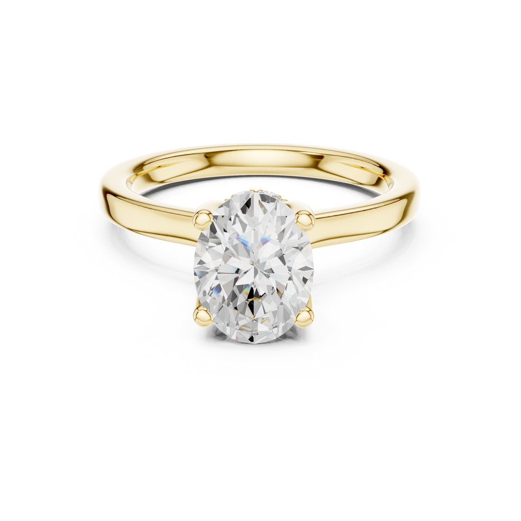 1.50 CT Oval Cut Solitaire Diamond Engagement Ring with Hidden Halo