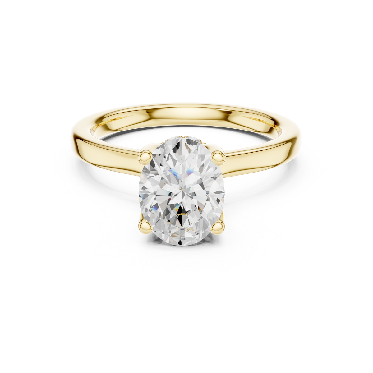 Oval Cut Solitaire Diamond Engagement Ring with Hidden Halo – view 9 of 12, lab grown diamond ring | Jewelix Atelier
