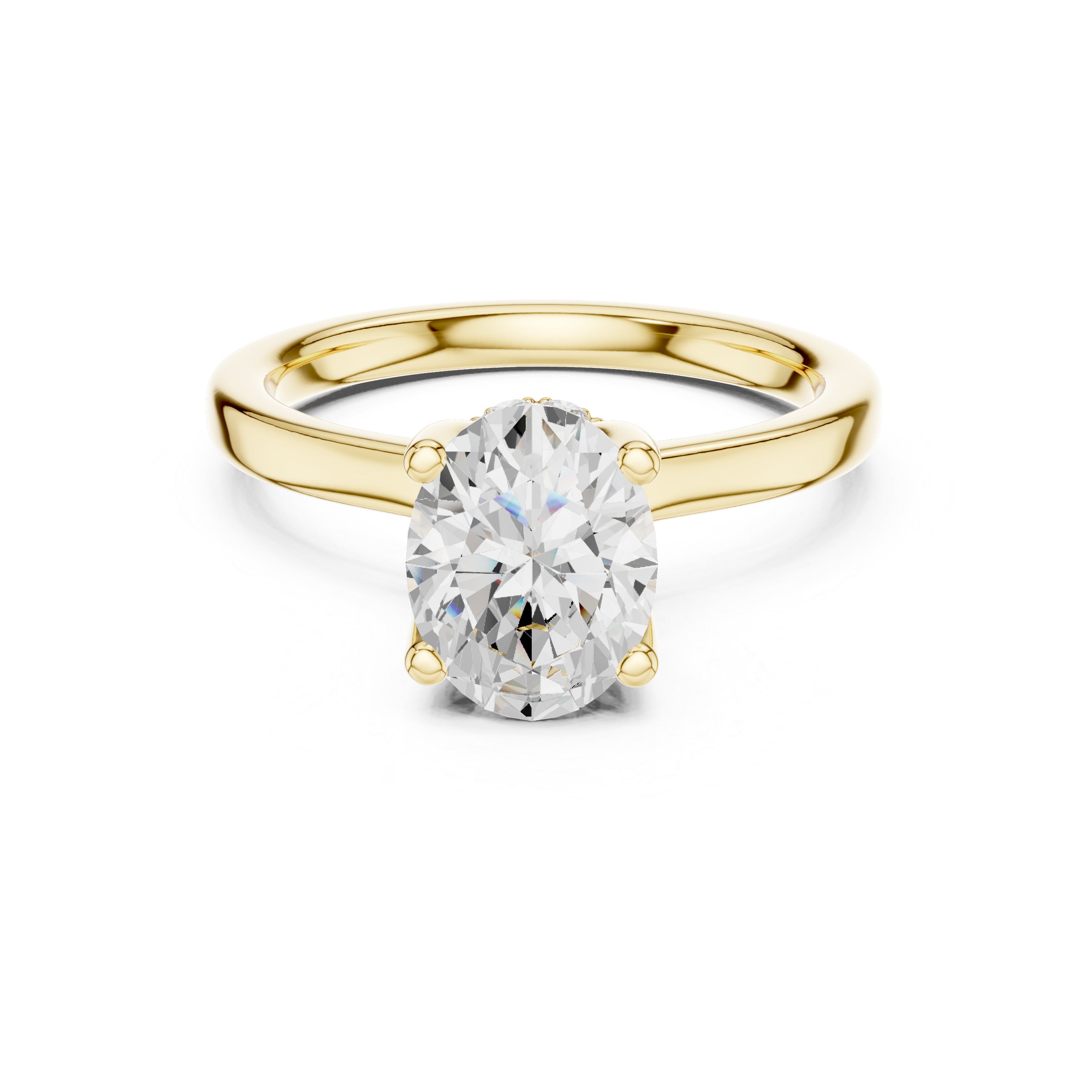 1.50 CT Oval Cut Solitaire Diamond Engagement Ring with Hidden Halo