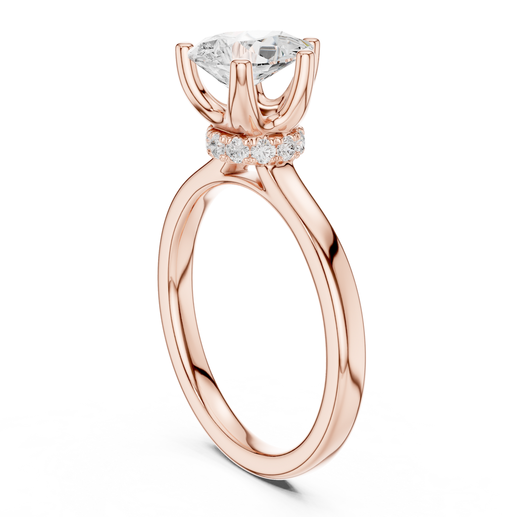 1.50 CT Pear Cut Solitaire Diamond Engagement Ring with Hidden Halo