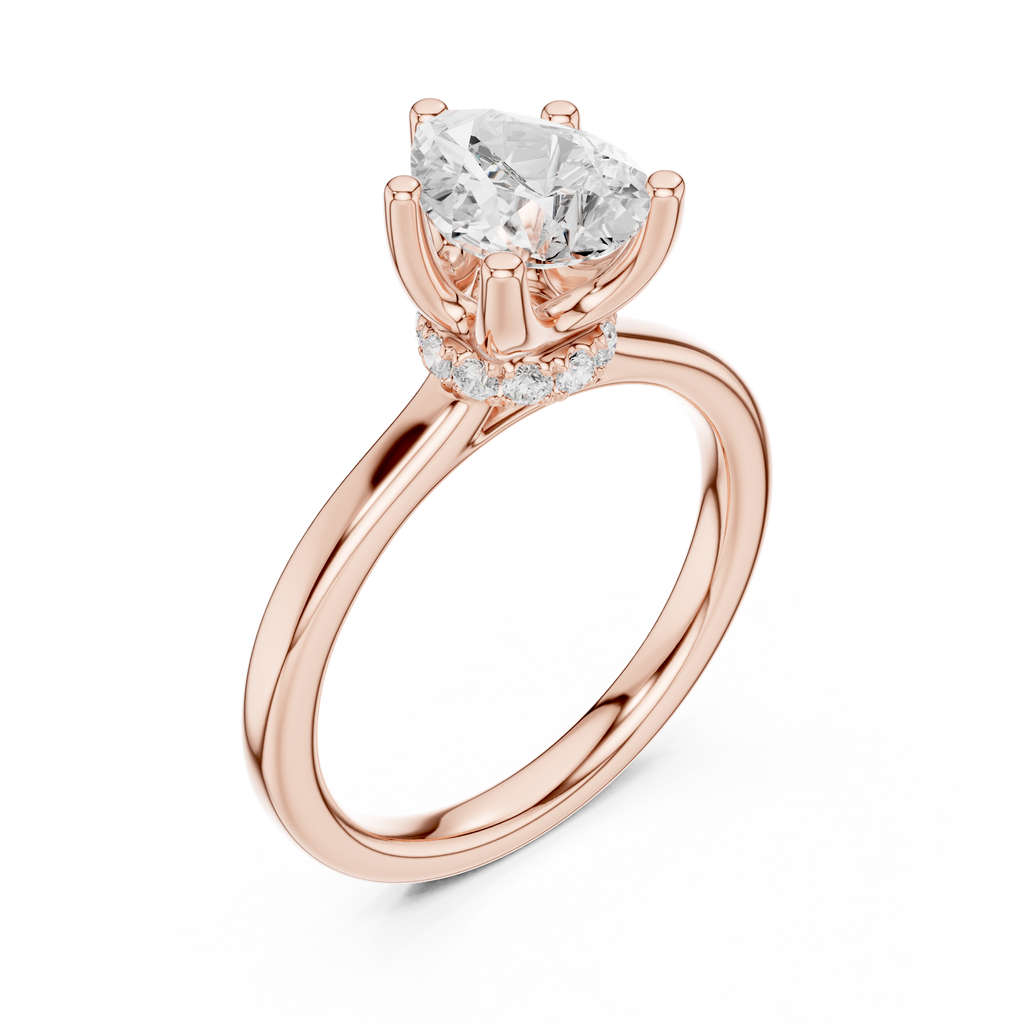 1.50 CT Pear Cut Solitaire Diamond Engagement Ring with Hidden Halo