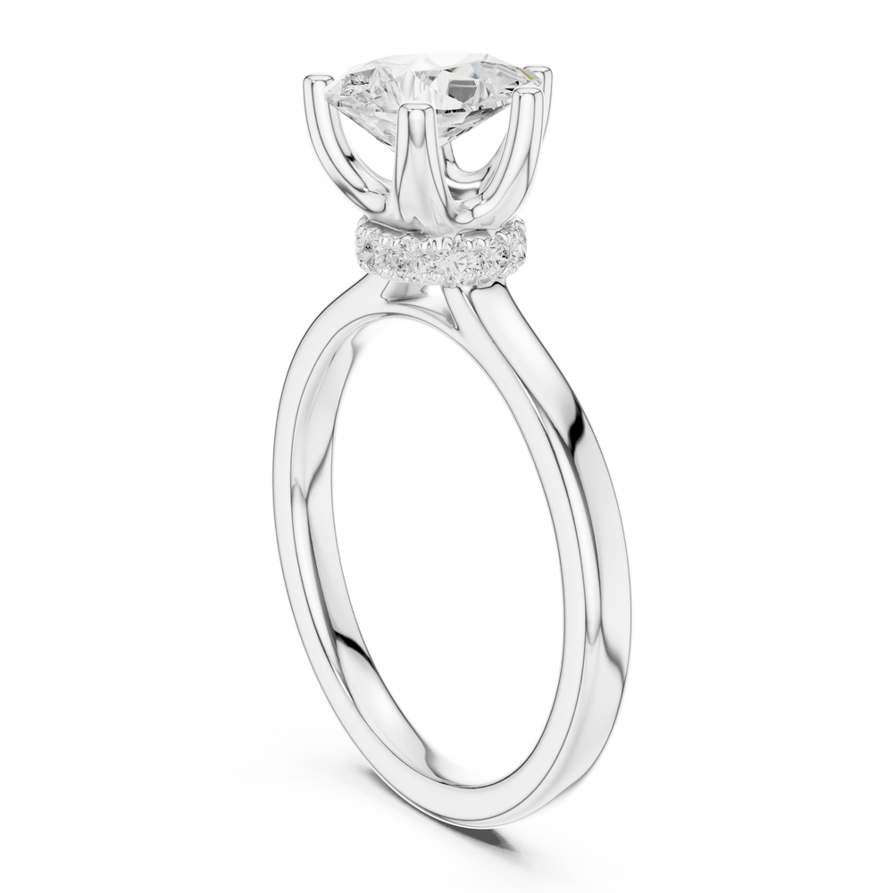 1.50 CT Pear Cut Solitaire Diamond Engagement Ring with Hidden Halo