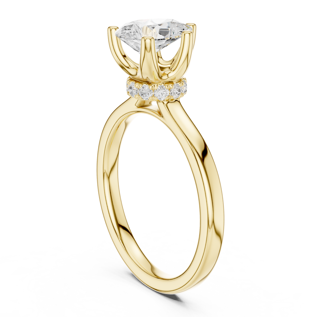 1.50 CT Pear Cut Solitaire Diamond Engagement Ring with Hidden Halo