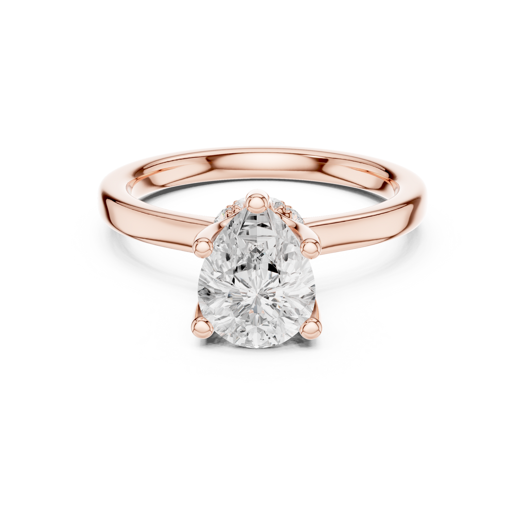 1.50 CT Pear Cut Solitaire Diamond Engagement Ring with Hidden Halo