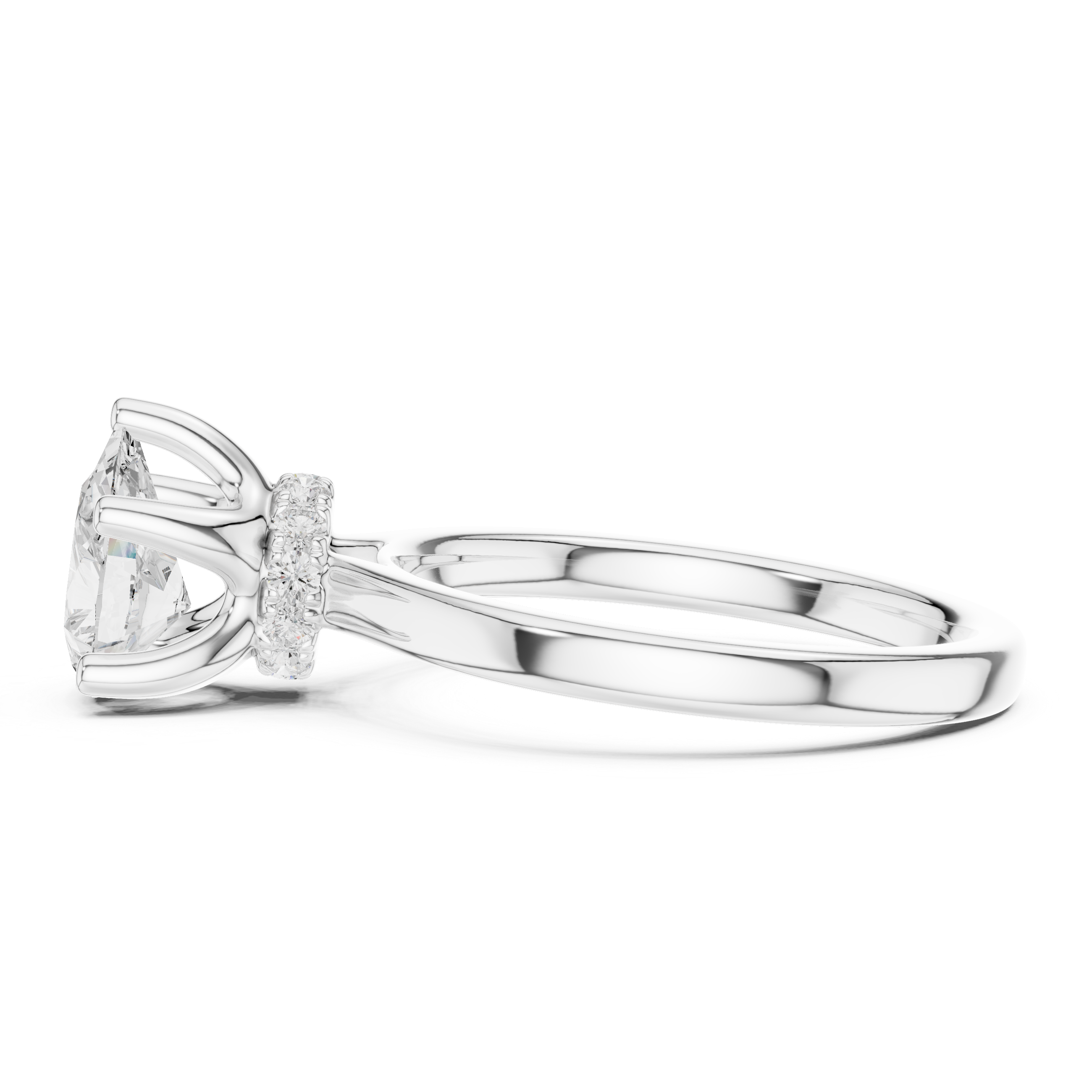 1.50 CT Pear Cut Solitaire Diamond Engagement Ring with Hidden Halo
