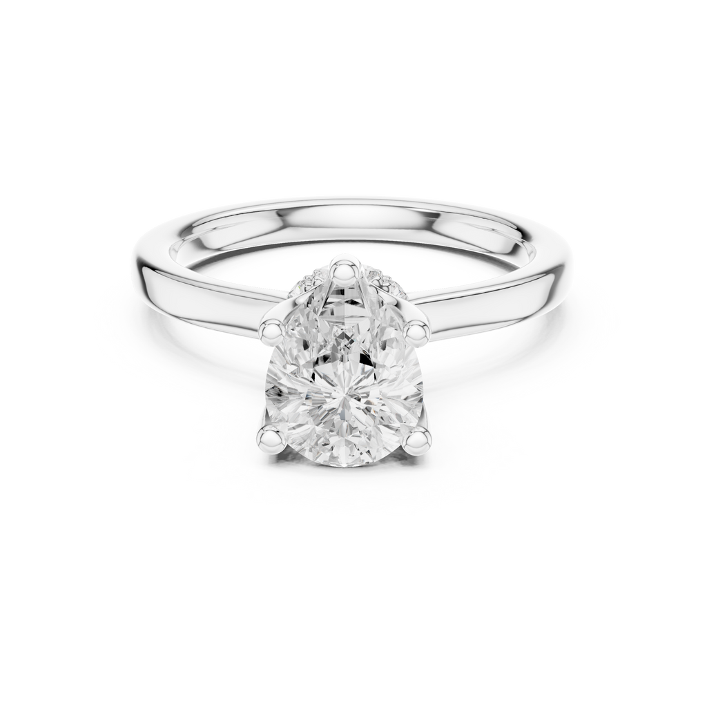 1.50 CT Pear Cut Solitaire Diamond Engagement Ring with Hidden Halo