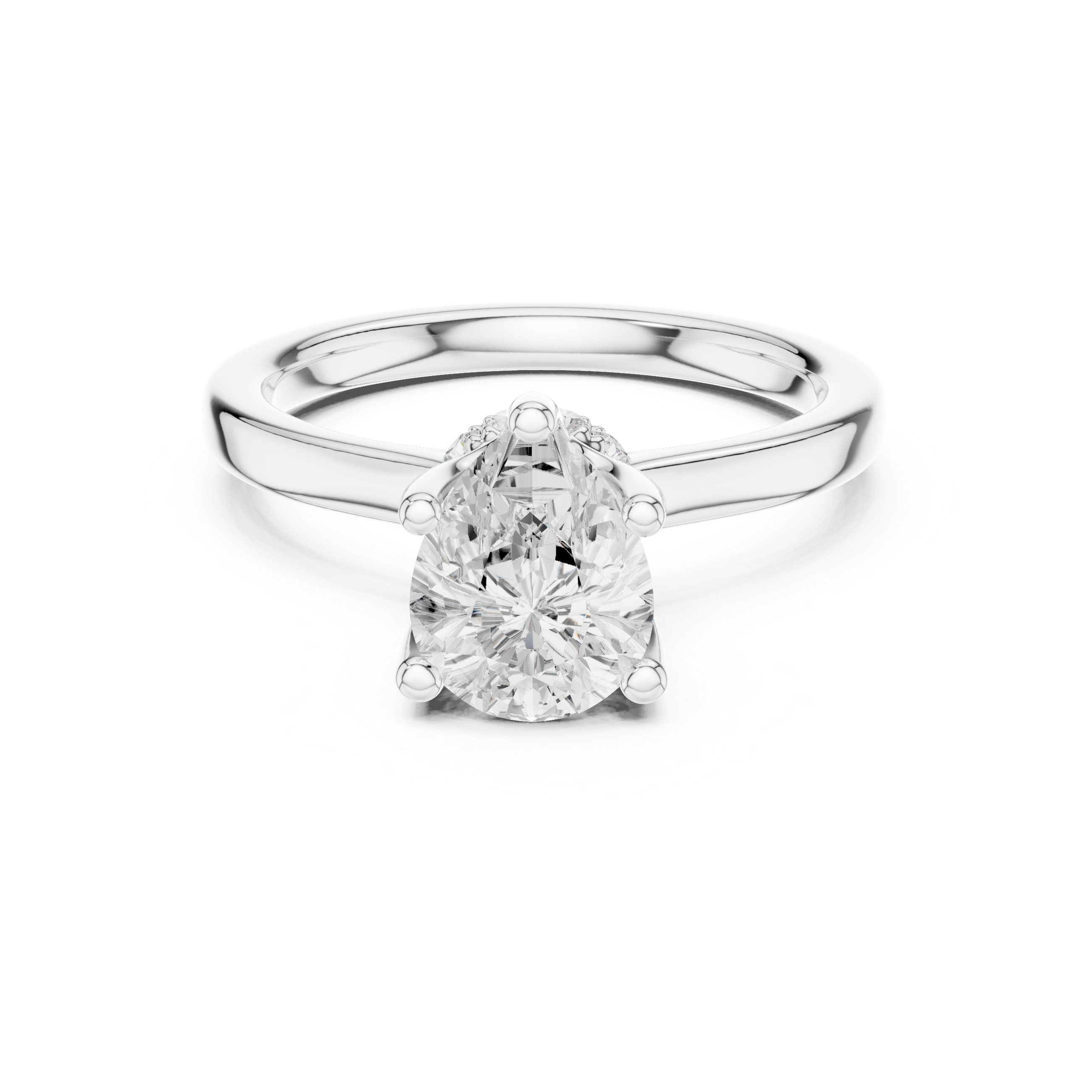 1.50 CT Pear Cut Solitaire Diamond Engagement Ring with Hidden Halo