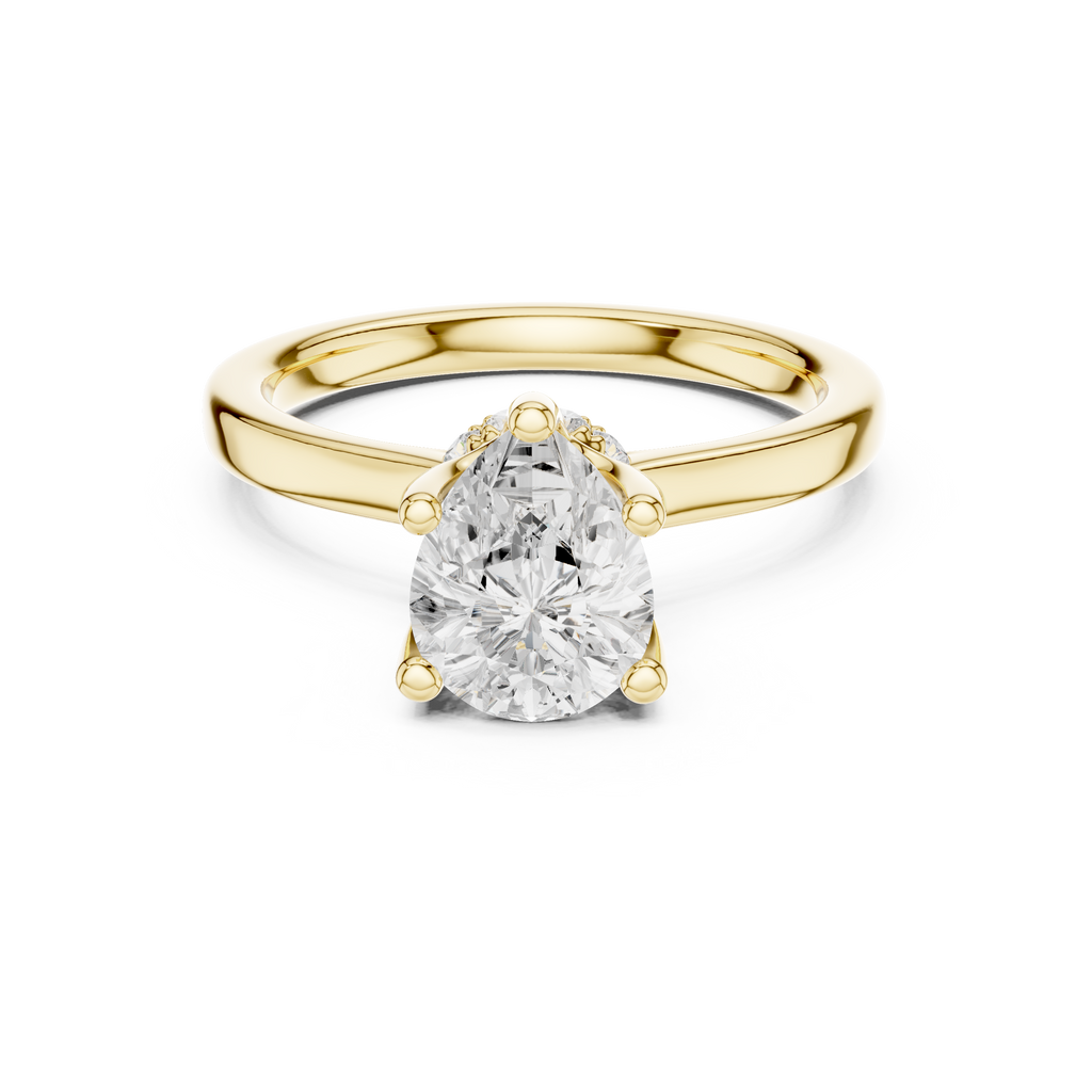 1.50 CT Pear Cut Solitaire Diamond Engagement Ring with Hidden Halo