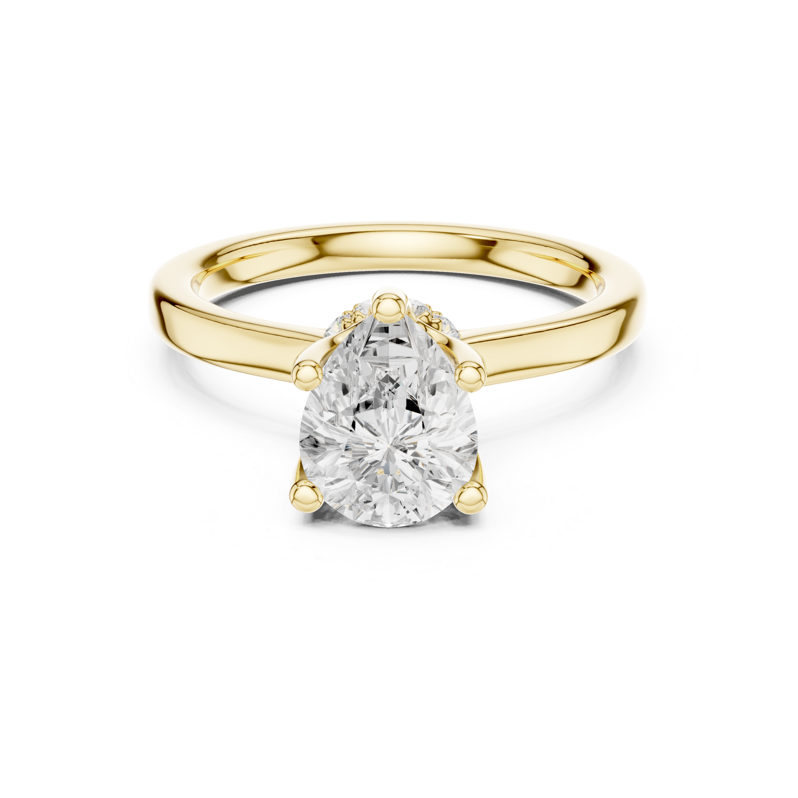 1.50 CT Pear Cut Solitaire Diamond Engagement Ring with Hidden Halo
