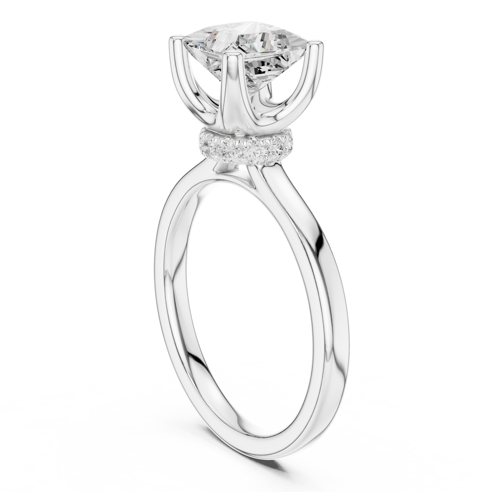 1.50 CT Princess Cut Solitaire Diamond Engagement Ring with Hidden Halo
