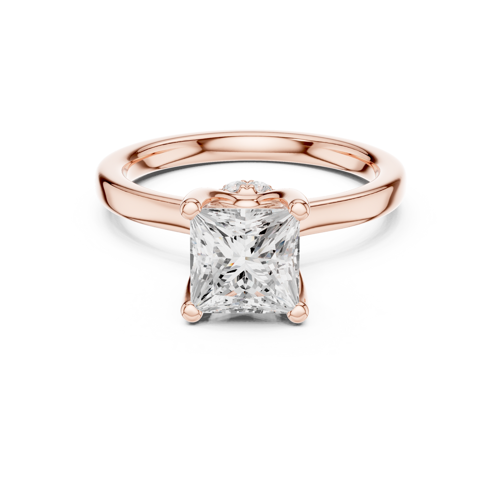 1.50 CT Princess Cut Solitaire Diamond Engagement Ring with Hidden Halo