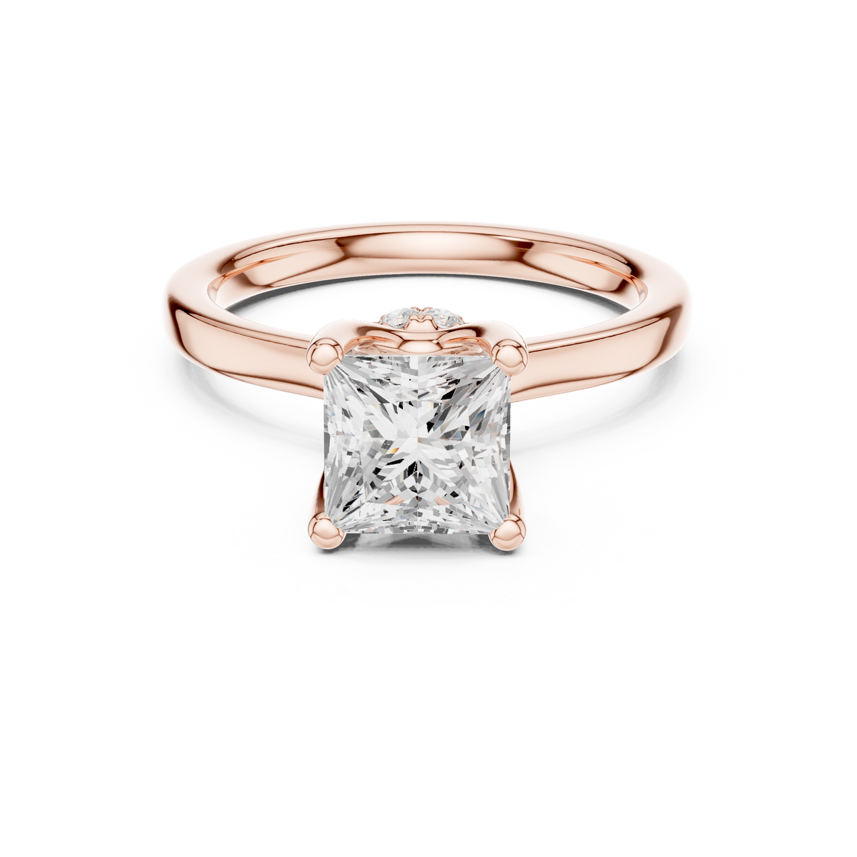 Princess Cut Solitaire Diamond Engagement Ring with Hidden Halo – view 5 of 12, lab grown diamond ring | Jewelix Atelier