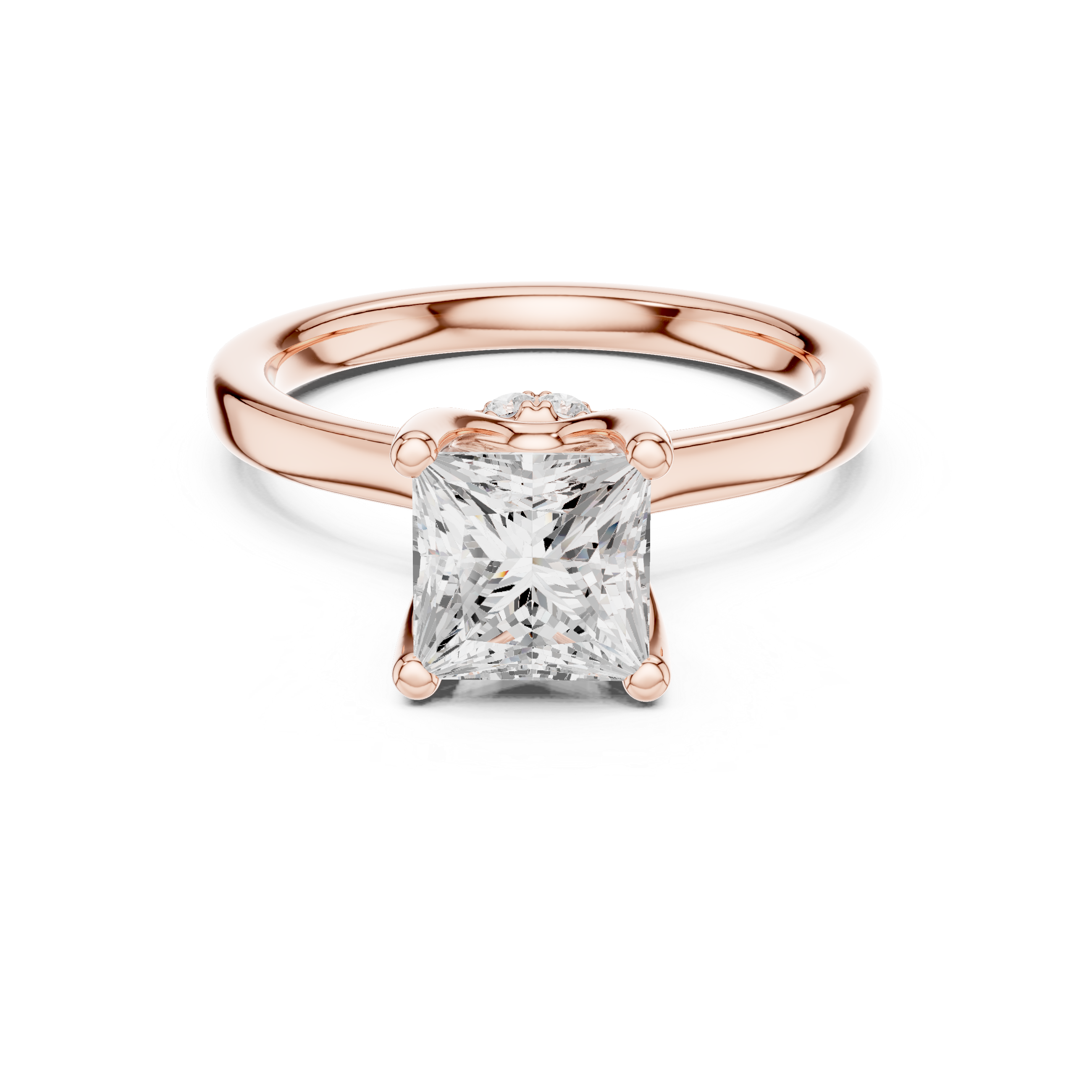 1.50 CT Princess Cut Solitaire Diamond Engagement Ring with Hidden Halo