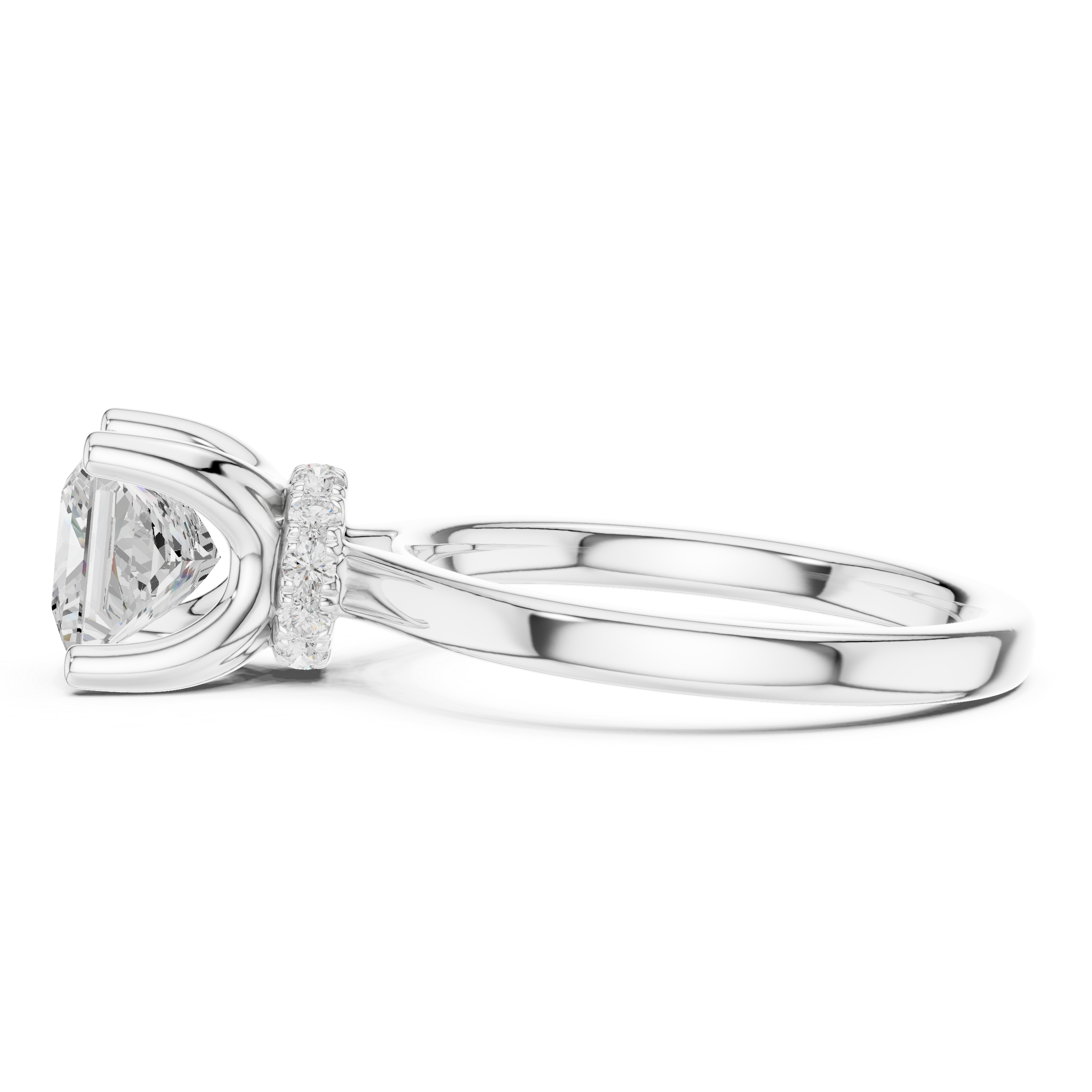 1.50 CT Princess Cut Solitaire Diamond Engagement Ring with Hidden Halo