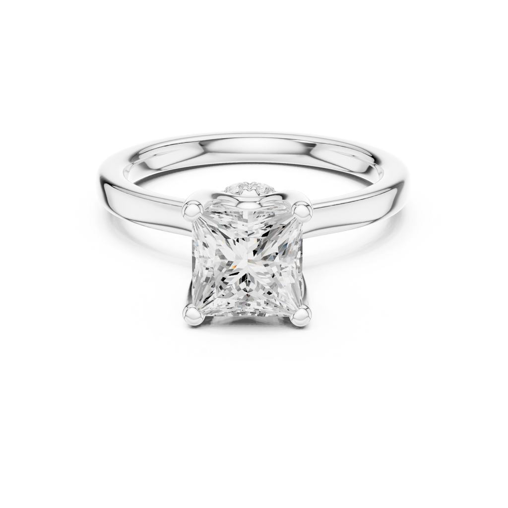 1.50 CT Princess Cut Solitaire Diamond Engagement Ring with Hidden Halo