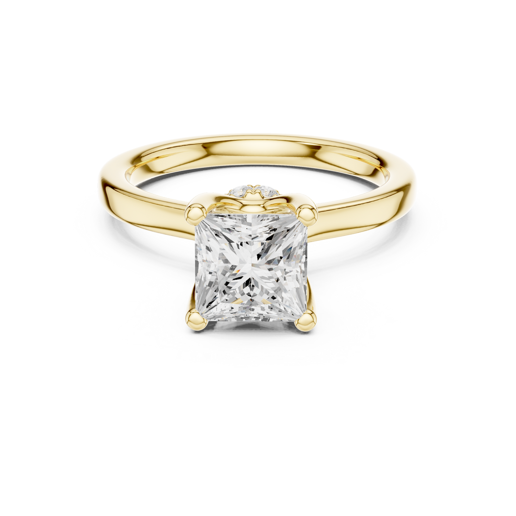 1.50 CT Princess Cut Solitaire Diamond Engagement Ring with Hidden Halo