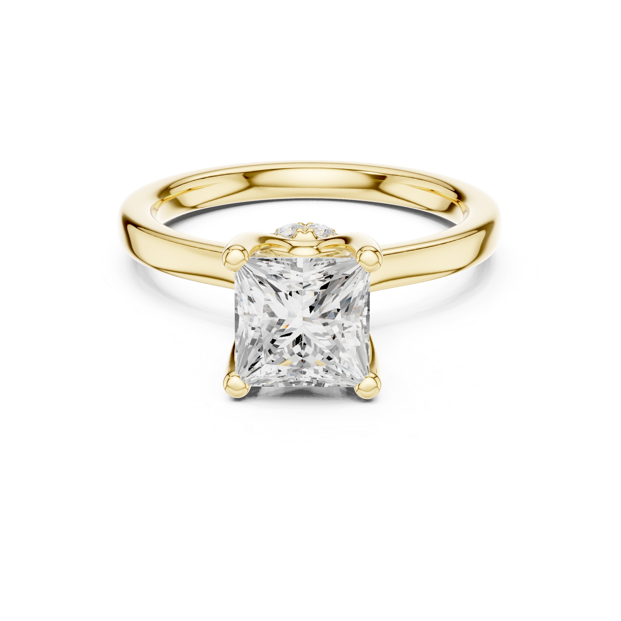 1.50 CT Princess Cut Solitaire Diamond Engagement Ring with Hidden Halo