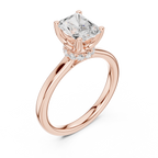 1.50 CT Radiant Cut Solitaire Diamond Engagement Ring with Hidden Halo
