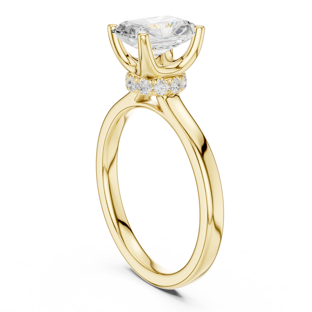 1.50 CT Radiant Cut Solitaire Diamond Engagement Ring with Hidden Halo