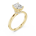 1.50 CT Radiant Cut Solitaire Diamond Engagement Ring with Hidden Halo