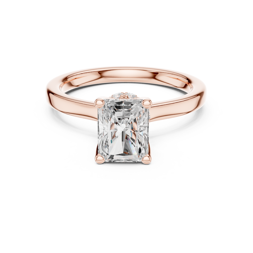 1.50 CT Radiant Cut Solitaire Diamond Engagement Ring with Hidden Halo