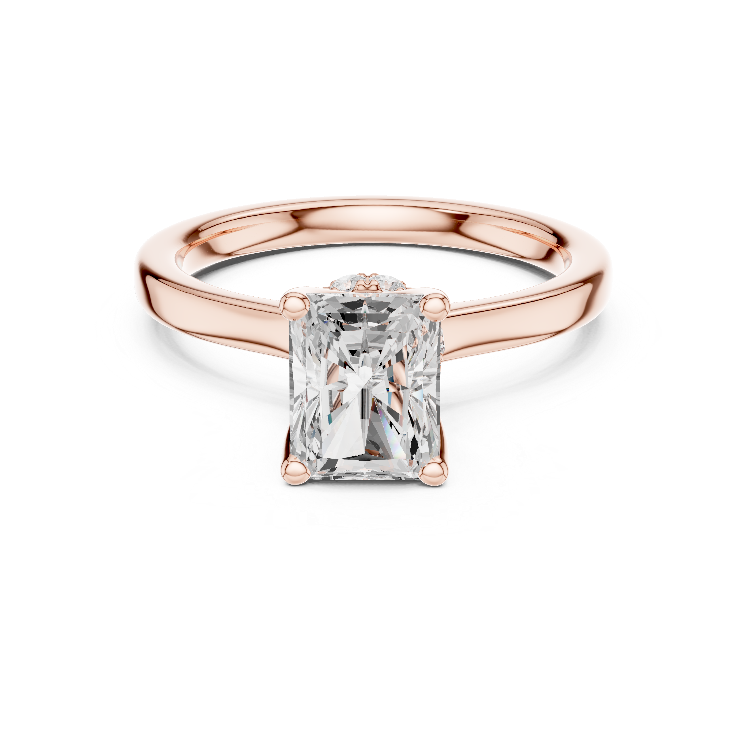 1.50 CT Radiant Cut Solitaire Diamond Engagement Ring with Hidden Halo