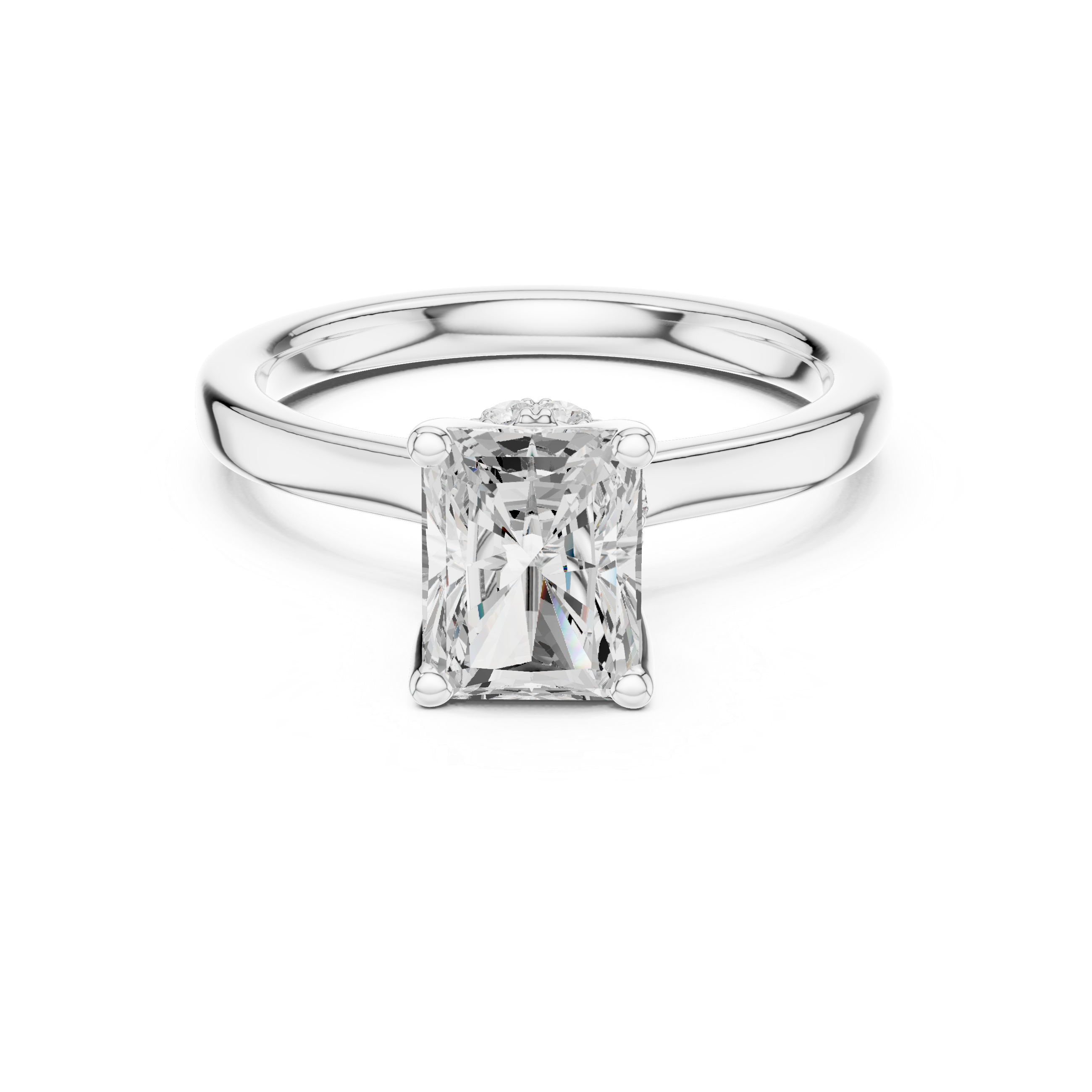 1.50 CT Radiant Cut Solitaire Diamond Engagement Ring with Hidden Halo