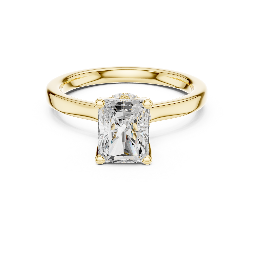 1.50 CT Radiant Cut Solitaire Diamond Engagement Ring with Hidden Halo