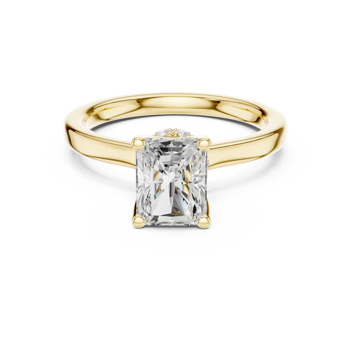 Radiant Cut Solitaire Diamond Engagement Ring with Hidden Halo – view 9 of 12, lab grown diamond ring | Jewelix Atelier