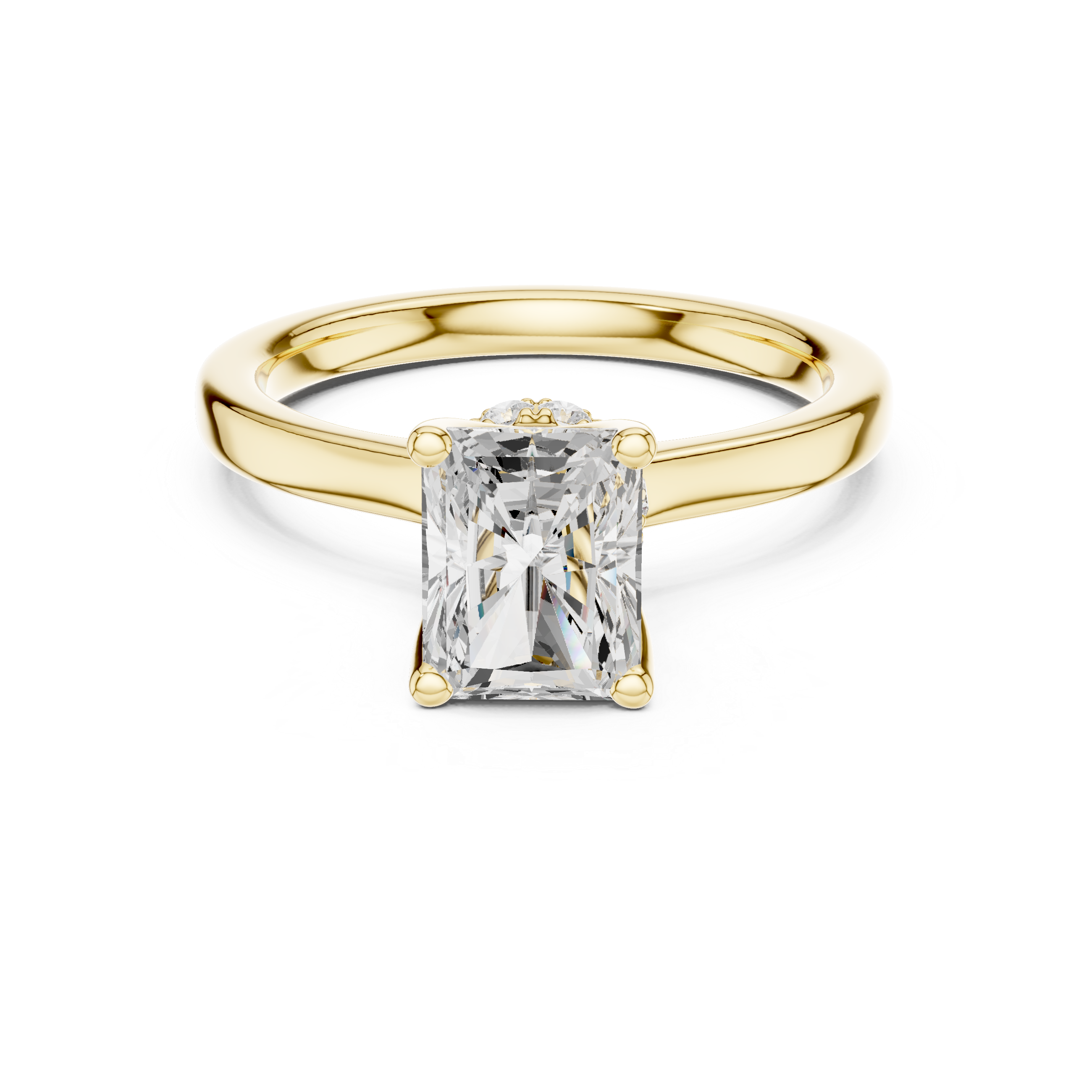 1.50 CT Radiant Cut Solitaire Diamond Engagement Ring with Hidden Halo