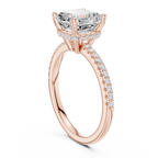 2.00 CT Asscher Cut Diamond Hidden Halo Pavé Engagement Ring