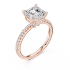 2.00 CT Asscher Cut Diamond Hidden Halo Pavé Engagement Ring