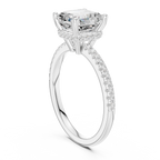 2.00 CT Asscher Cut Diamond Hidden Halo Pavé Engagement Ring