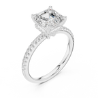 2.00 CT Asscher Cut Diamond Hidden Halo Pavé Engagement Ring