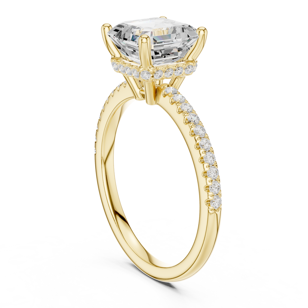 2.00 CT Asscher Cut Diamond Hidden Halo Pavé Engagement Ring